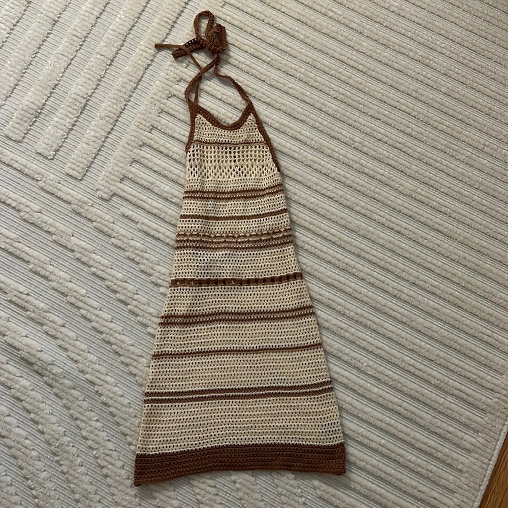NWT 12th Tribe Silvana Crochet Halter Mini Dress